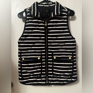 J. Crew Navy White Stripe Down Puffer Vest Size XS